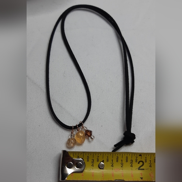 Genuine Citrine and Glass Wire Wrap Necklace - Picture 3 of 3